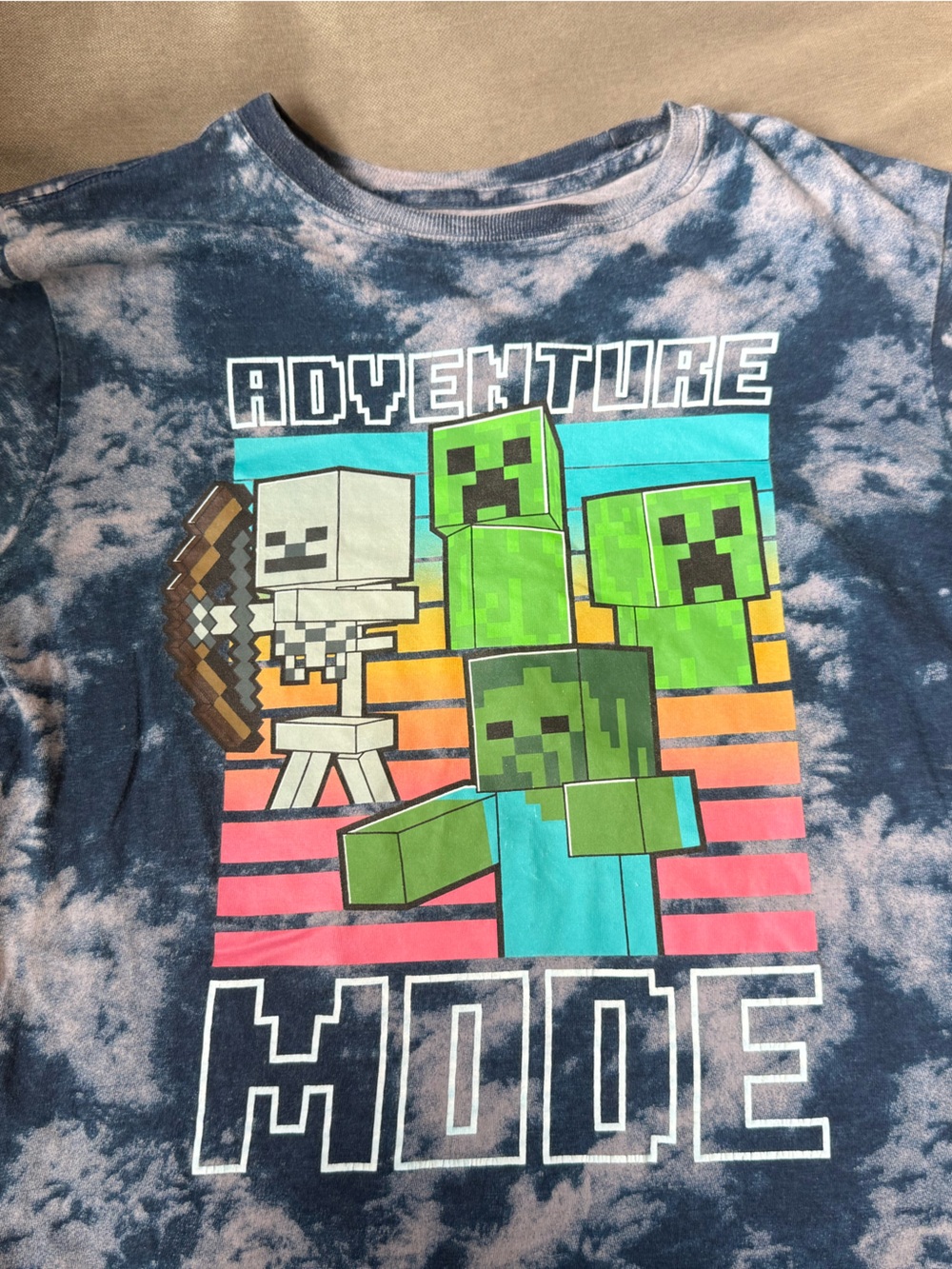 Kids Short-Sleeve Minecraft 'Adventure Mode' Tee - Navy Tie-Dye